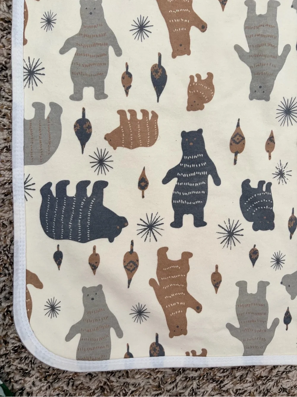 Kids towel blanket with Bear Print - Brown, Gray, Black